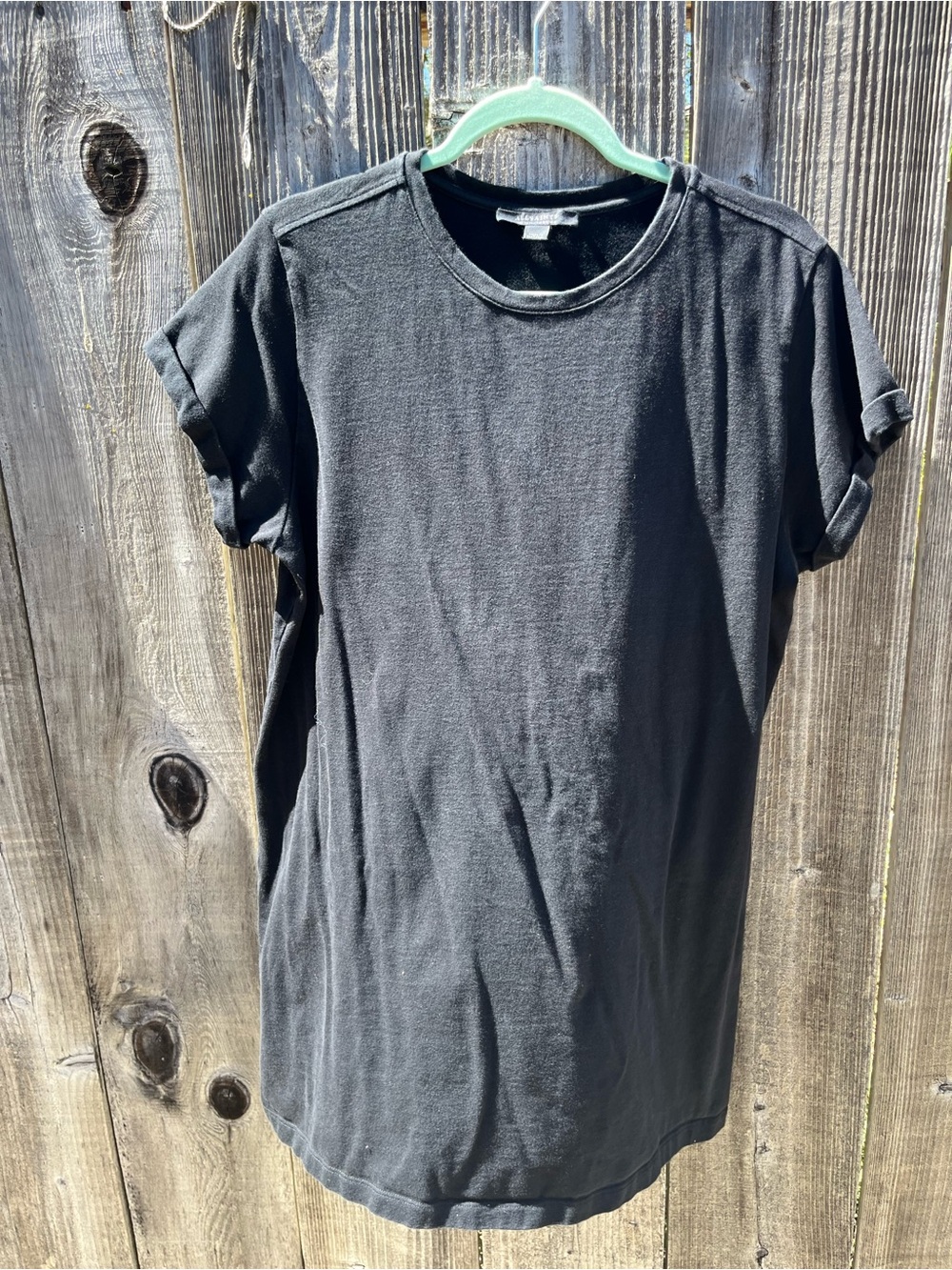 All Saints Black Rolled Sleeve Crew Tee Dress